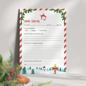 Plantilla de carta a Papá Noel en alemán, lista de deseos para niños, carta navideña personalizable, actividad navideña para la familia