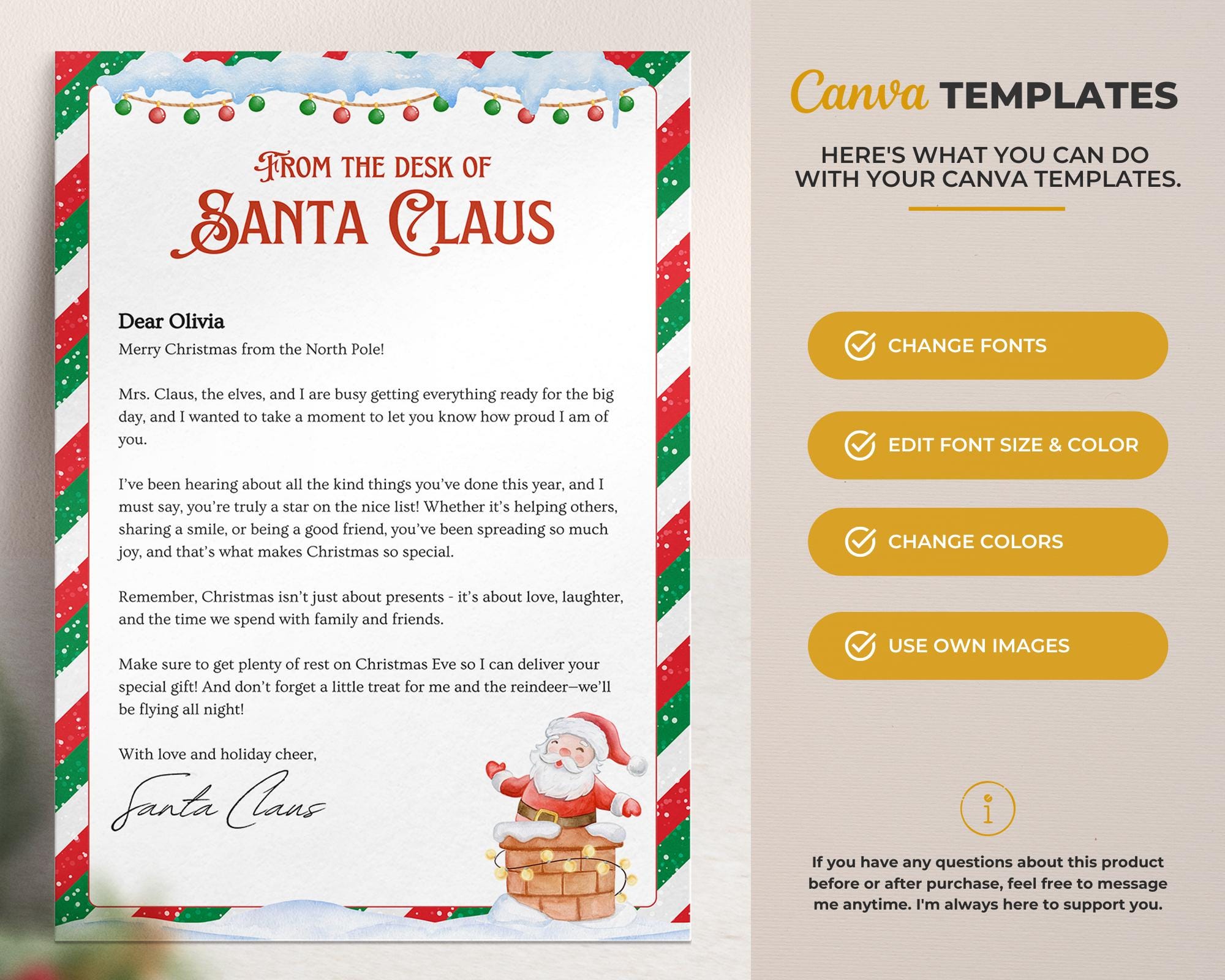 Editable Personalized Letter From Santa Claus - Santa Letter Template ...