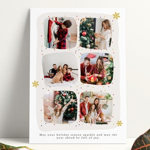 Christmas Card Photoshop Template, Customizable Holiday Greeting Card, Christmas Photo Card, DIY Photo Collage, Festive Holiday Card, PSD