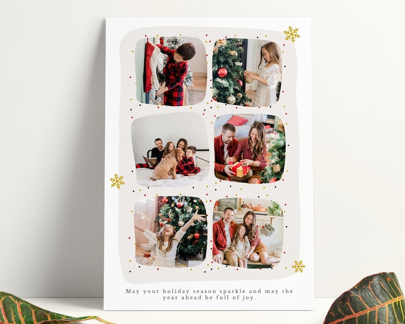 Christmas Card Photoshop Template, Customizable Holiday Greeting Card, Christmas Photo Card, DIY Photo Collage, Festive Holiday Card, PSD