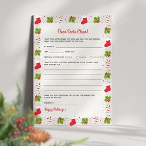 Plantilla de carta a Papá Noel en alemán, lista de deseos para niños, carta navideña personalizable, actividad navideña para la familia