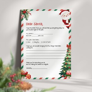 Brief an den Weihnachtsmann Vorlage Deutsch, Wunschliste für Kinder, personalisierbarer Weihnachtsbrief, Weihnachtsaktivität für die Familie