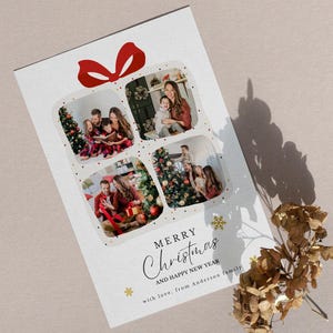 Christmas Card Photoshop Template, Customizable Holiday Greeting Card, Christmas Photo Card, DIY Photo Collage, Festive Holiday Card, PSD
