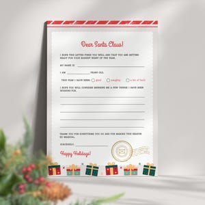Plantilla de carta a Papá Noel en alemán, lista de deseos para niños, carta navideña personalizable, actividad navideña para la familia