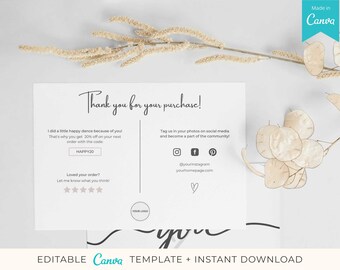 Thank You Card | Business | Digital Download | Canva Editable | Thank You For Your Order | Simple neutral Cards