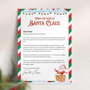 Carta de Navidad personalizada para niños - Plantilla de carta de Papá Noel - Nochebuena - Polo Norte Post Papá Noel - Navidad