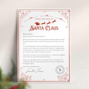 Carta de Navidad personalizada para niños - Plantilla de carta de Papá Noel - Nochebuena - Polo Norte Post Papá Noel - Navidad