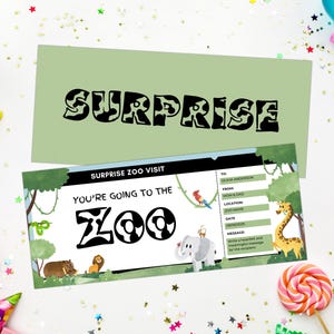 Überraschungs Zoo-Ticket, Geschenkticket, Druckbares Zoo-Ticket, Zoo-Gutschein, Bearbeitbares Ticket, Geschenk für Kinder, DIY Canva-Vorlage