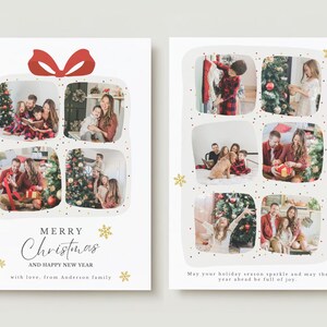 Christmas Card Photoshop Template, Customizable Holiday Greeting Card, Christmas Photo Card, DIY Photo Collage, Festive Holiday Card, PSD