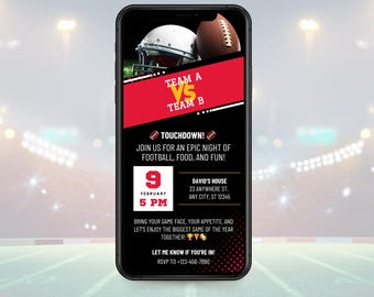 Digital Invitation Football Watch Party, Editable Canva Template | Custom Game Day Invite | Instant Download, Party Invitation, Big Game