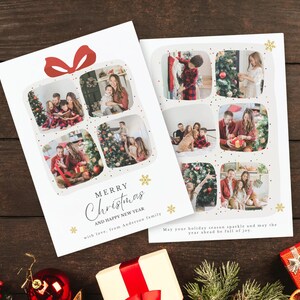 Christmas Card Photoshop Template, Customizable Holiday Greeting Card, Christmas Photo Card, DIY Photo Collage, Festive Holiday Card, PSD