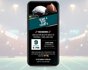 Digital Invitation Football Watch Party, Editable Canva Template | Custom Game Day Invite | Instant Download, Party Invitation, Big Game