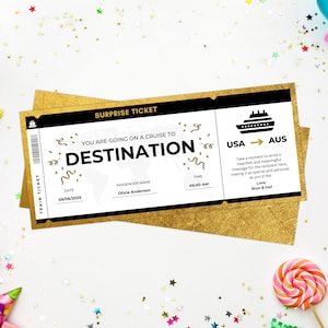 Boleto de regalo de crucero editable, regalo de viaje de bricolaje personalizable, plantilla Canva, regalo de descarga instantánea.