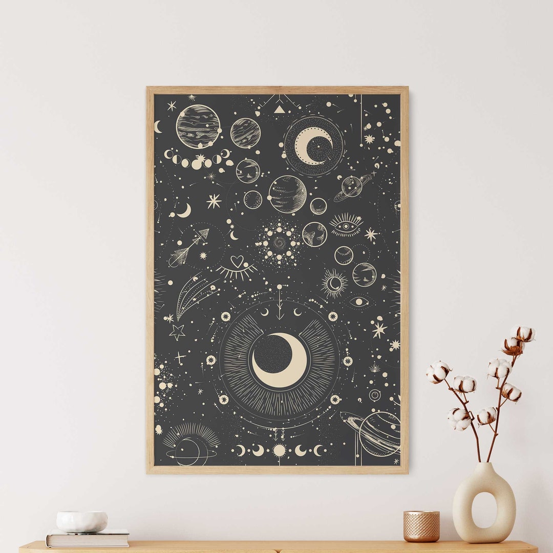 Astronomy Print | Moon and Stars Print | Printable | Wall Art Digital ...