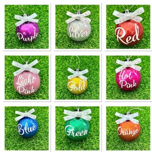 80mm Personalised Shatter Proof Baubles with bow included
