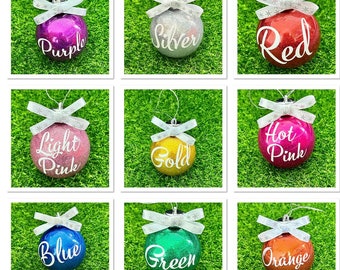 80mm Personalised Shatter Proof Baubles with bow included