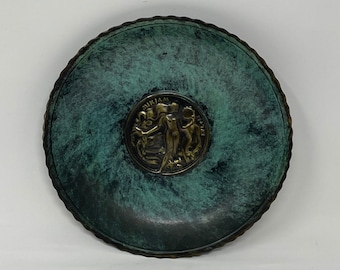 Early Israeliana by Maurice Ascalon aka Moshe Klein for Pal Bell Miriam Verdigris Wall Plate, 7.5”