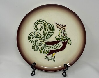 Two Brock of California Ironstone “Chanticleer” Rooster Dinner Plates, 11”