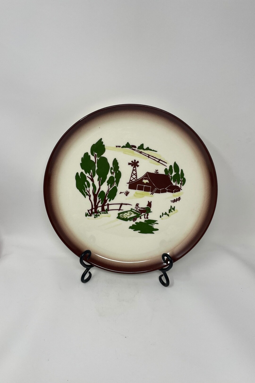 Five Ironstone Dinner Plates by Brock of California harvest Pattern