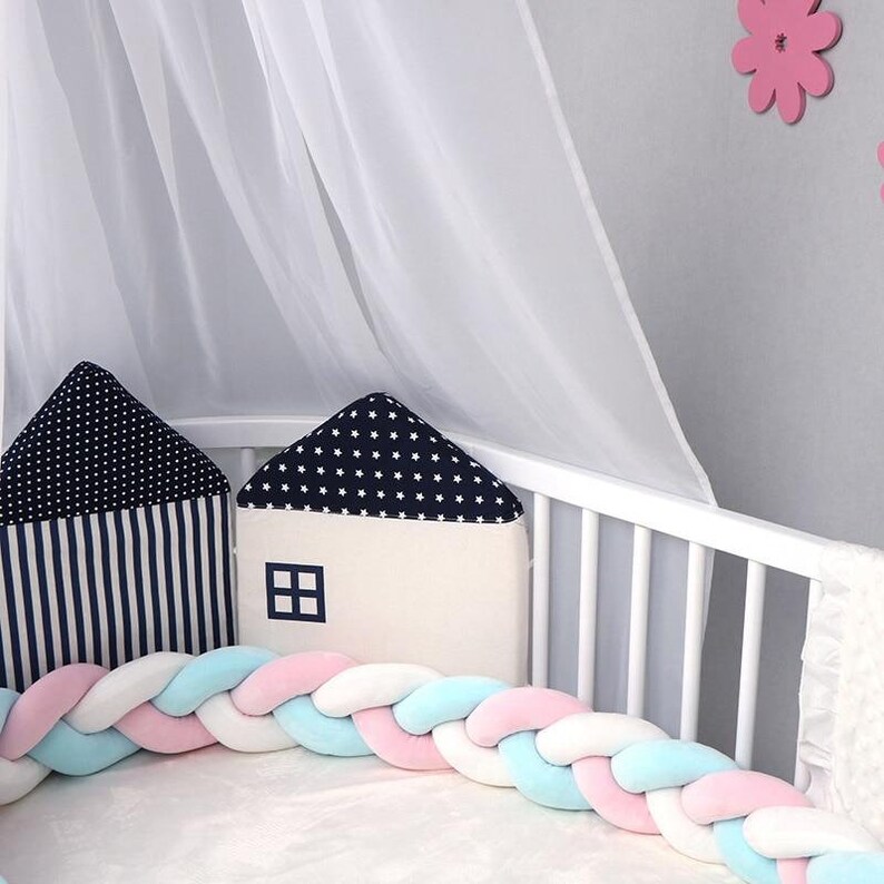 Cot Bed Bumper Braid Knotted Crib Bumper Baby Safety Products Etsy