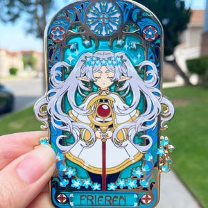 Frieren Enamel Pin – 3.5&quot; Gold Plated Pin with Silkscreen & Stained Glass Effect | Anime-Inspired Collectible, Frieren beyond journey&#39;s end