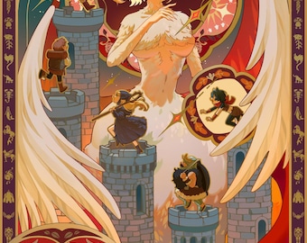 Lecker in Dungeon Gold Folie Kunstdruck – 11x17” Fantasy Poster, Dungeon Meshi Fan Art, Foliendruck, DnD Anime Wanddekoration