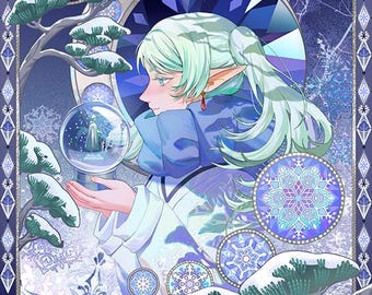 Lámina plateada Winter Frieren + Impresión UV Spot Gloss Postal