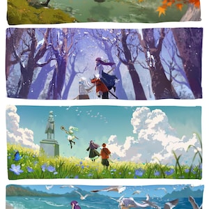 Frieren Beyond Journey’s End Art Print 4 Seasons Anime Poster 11x17” Seasonal Fantasy Wall Art Anime Landscape Print, Sou Sou no Frieren image 1