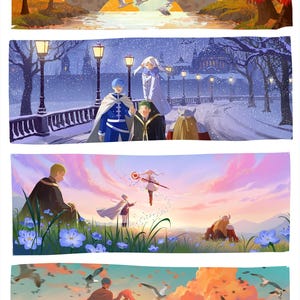 Frieren Beyond Journey’s End Art Print 4 Seasons Anime Poster 11x17” Seasonal Fantasy Wall Art Anime Landscape Print, Sou Sou no Frieren image 3