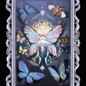 Poster con stampa artistica di Aesthetic Dark Academia Fantasy Butterfly Girl 11x17
