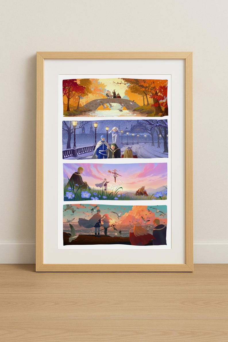 Frieren Beyond Journey’s End Art Print 4 Seasons Anime Poster 11x17” Seasonal Fantasy Wall Art Anime Landscape Print, Sou Sou no Frieren image 4