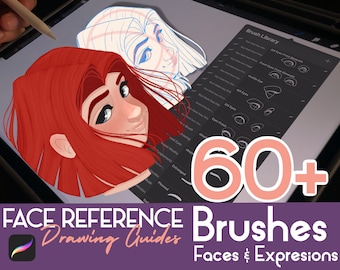Face reference Guide Procreate Brushes | features stamp Brushes for Procreate | portrait drawing  | drawing guides
