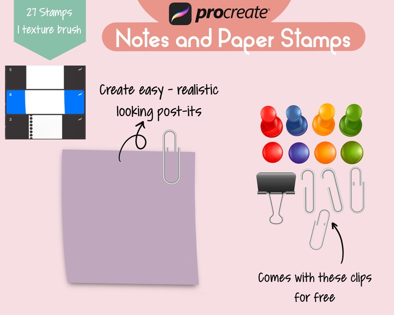 Procreate Notes and Paper Stamps Note Stamp Silhouettes for Etsy