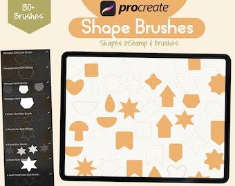 130 + Shape procreate brushes and stamps  | Instant download filled and lined shapes