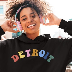 Detroit Retro Hoodie, Detroit City Hoodie, Detroit Tshirt, Detroit Crewneck, Detroit Sticker, Detroit Sports, Detroit Mug, Detroit Tote