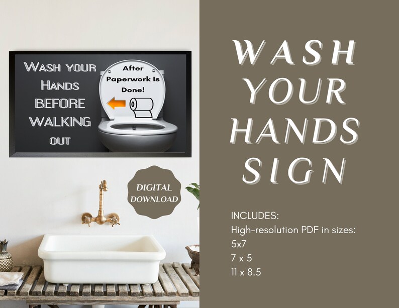 Funny Bathroom Sign Wash Your Hands Sign Bathroom Door Sign - Etsy