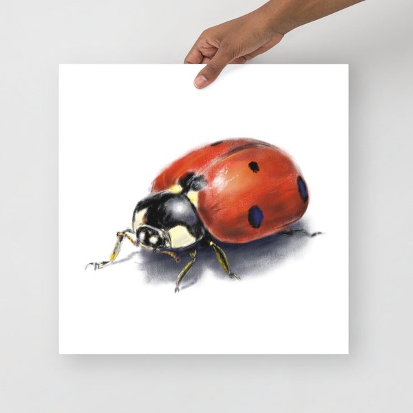 Ladybird painting, Giclee art print, Ladybird poster, Original digital art, Insect wall art, Animal artwork