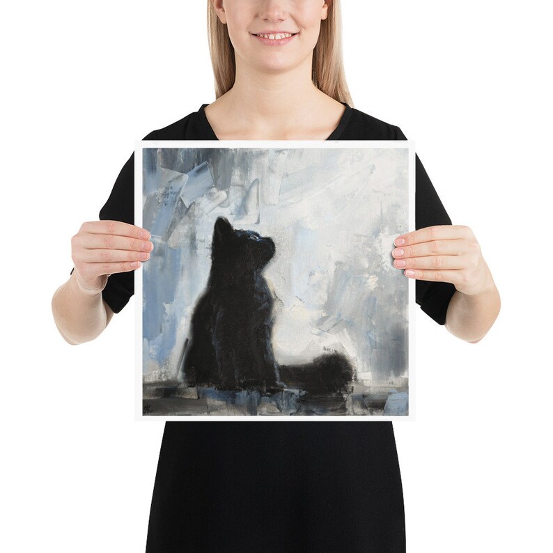 Black cat print from Original painting by Iryna Khort, Pet portrait, Animal wall art, Gothic artwork