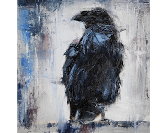 Rabenmalerei, Krähendruck von Originalkunstwerk von Iryna Khort, gotische Wandkunst