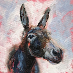 Donkey print from Original painting by Iryna Khort, Animal wall art, Nursery artwork