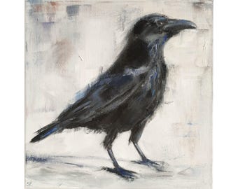 Raven painting, Crow print from Original art by Iryna Khort, Gothic artwork