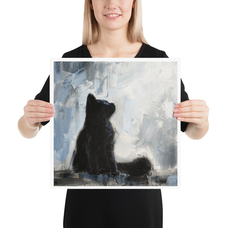 Black cat print from Original painting by Iryna Khort, Pet portrait, Animal wall art, Gothic artwork