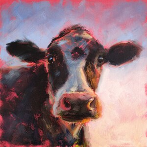 Cow painting from Original art by Iryna Khort, Cow print, Animal wall art, Farm artwork