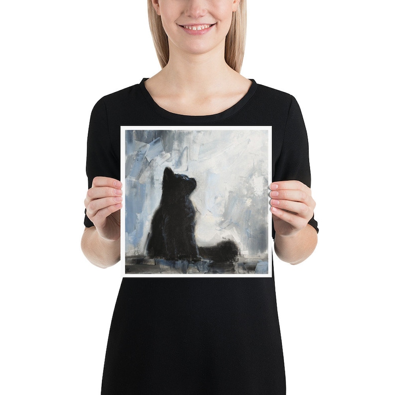 Black cat print from Original painting by Iryna Khort, Pet portrait, Animal wall art, Gothic artwork