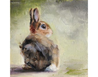 Konijnenschilderij, haaskunst, dierenkunst, konijnenprint van origineel schilderij
