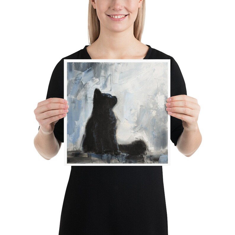 Black cat print from Original painting by Iryna Khort, Pet portrait, Animal wall art, Gothic artwork