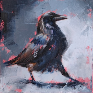 イリーナ・コルトのオリジナル絵画からのカラスのプリント、鳥の壁画、カラスの絵画、ゴシックアート