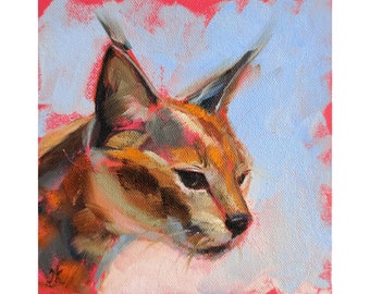 Caracal Print: Original Wildlife Art, Big Cat Decor (8x10 Inches