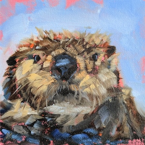 Sea otter print from Original painting by Iryna Khort, Animal wall art, Nursery artwork
