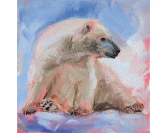 Polar bear print from Original painting by Iryna Khort, Animal wall art, Nursery artwork